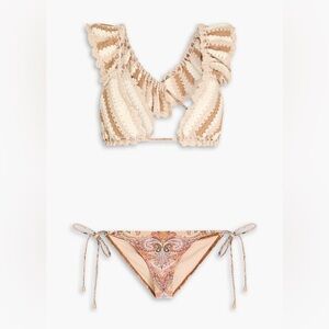 NEW ZIMMERMANN
Striped crocheted cotton and paisley-print triangle bikini $310